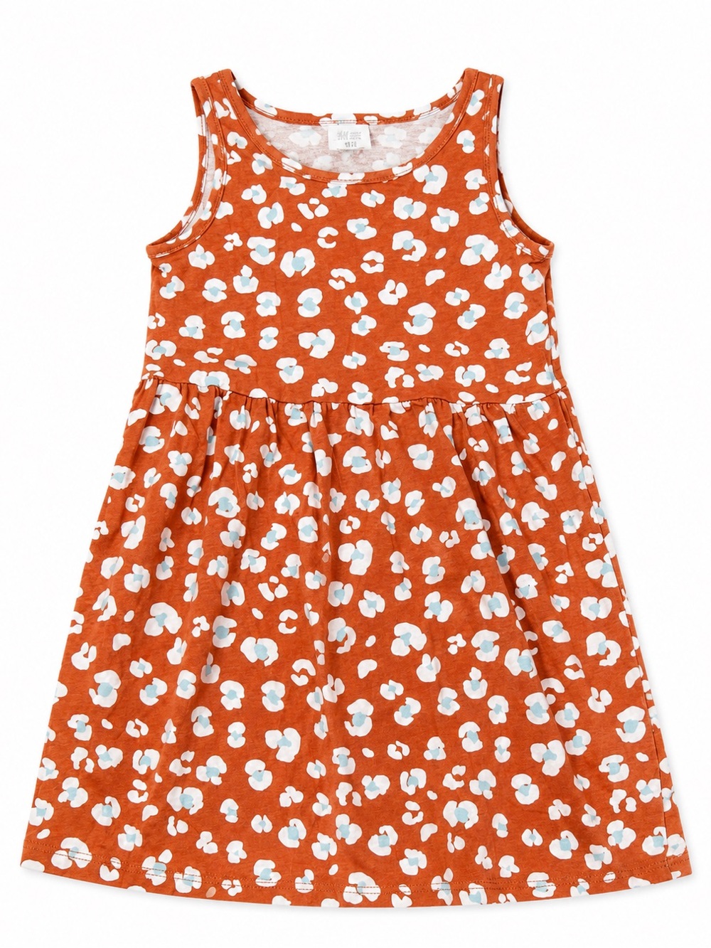 H&M Girls Leopard Print Tank Dress Orange White Blue Size 3-4Y
